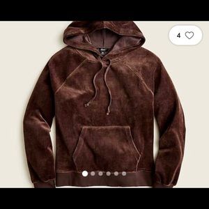 J Crew brown velour pullover hoodie. NWT.